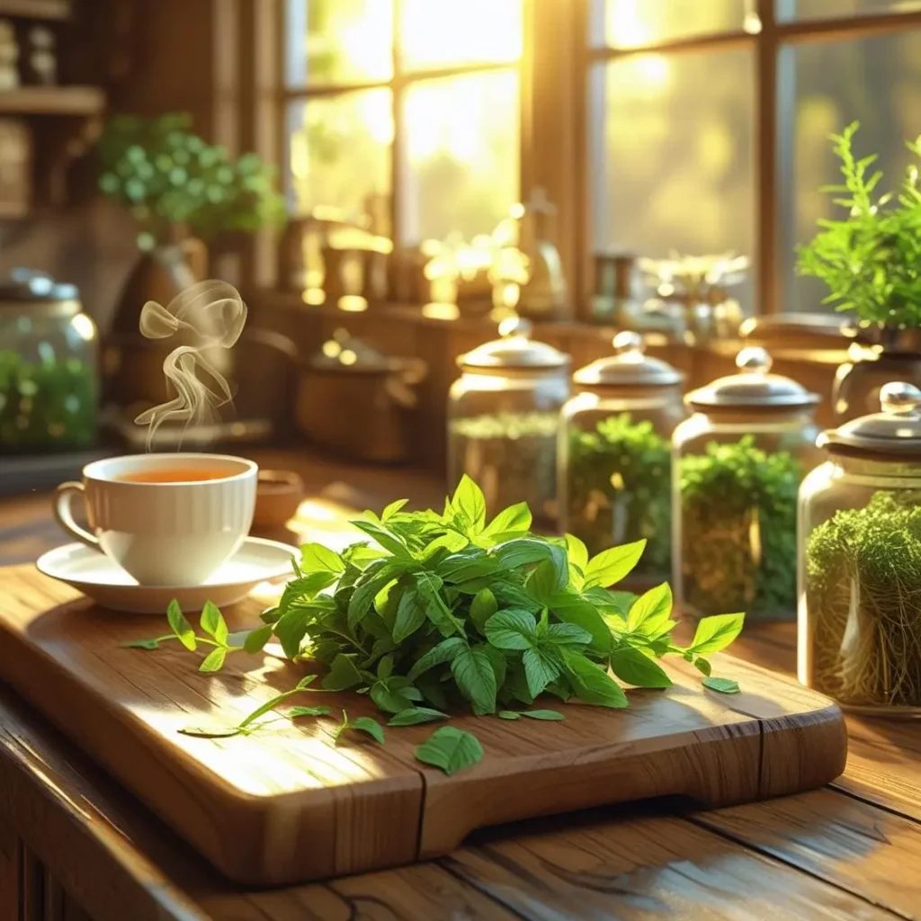 Simple Guide To Drying Lemon Balm Leaves For Tea Today 5 Drying lemon balm leaves for tea in a cozy home kitchen