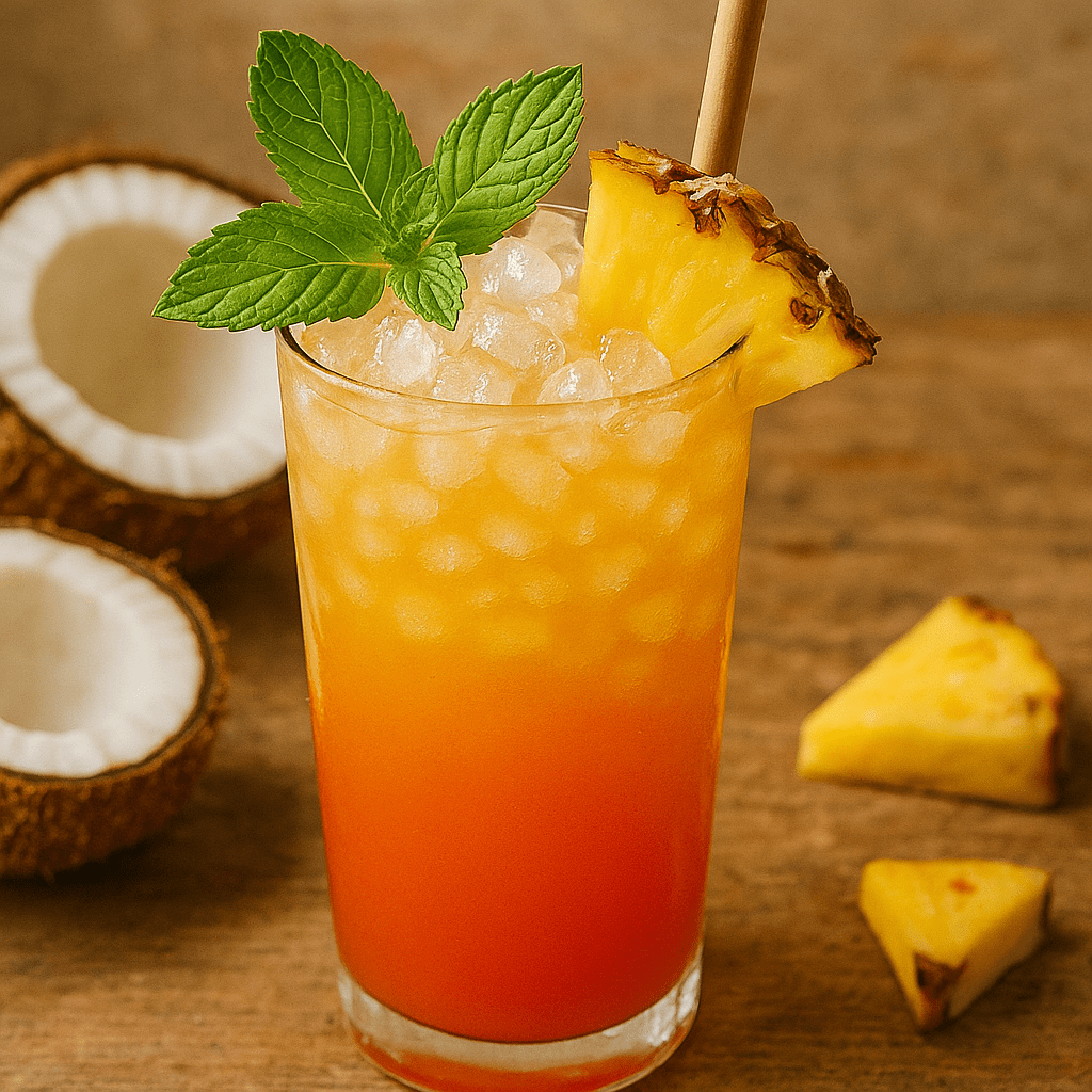 Coconut and Pineapple Mocktail Magic: A Guilt-Free Tropical Escape 4 Coconut and pineapple mocktail served with tropical garnish
