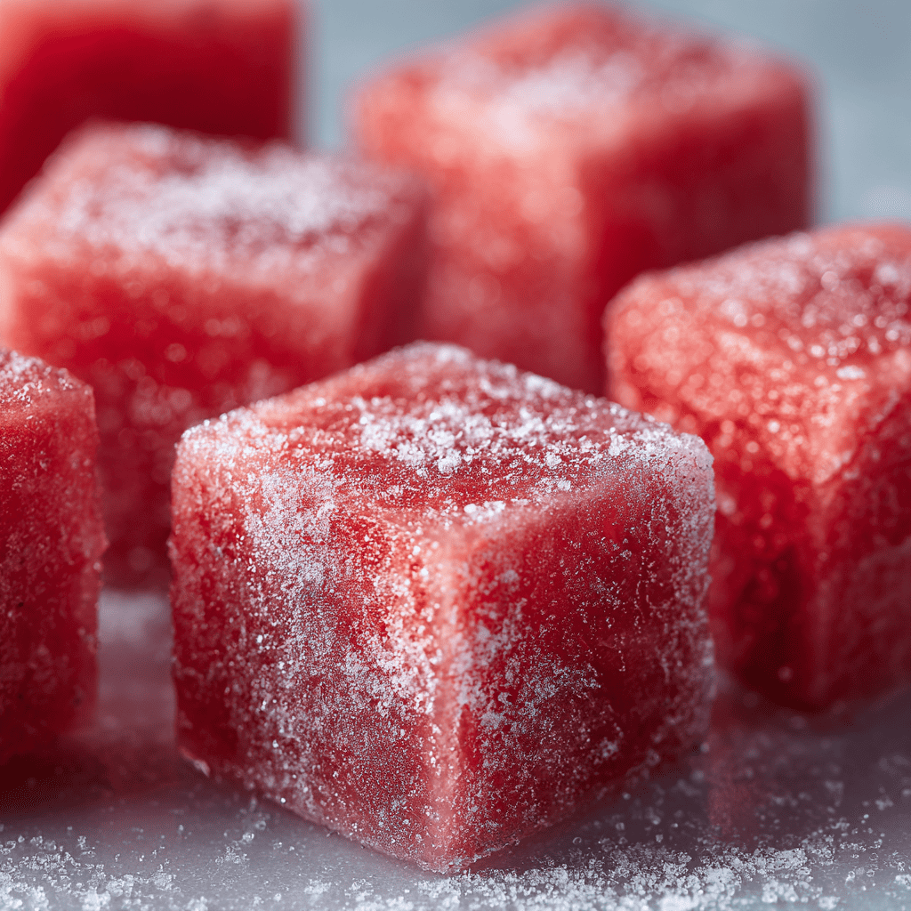 Can You Freeze Watermelon? Powerful Tricks to Preserve Its Sweetness 5 Frozen watermelon cubes demonstrating the answer to the question: can you freeze watermelon.