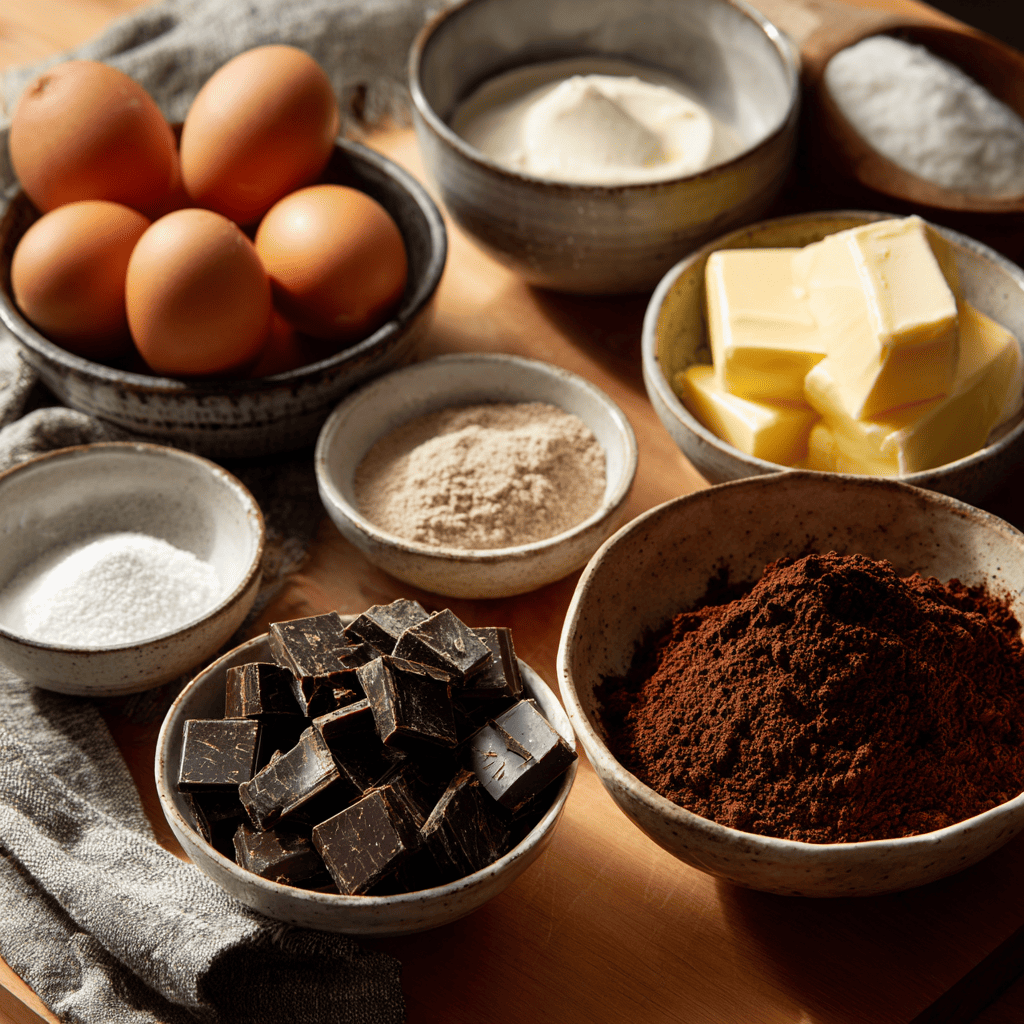 Gluten Allergy Flourless Chocolate Cake: A Rich and Easy Dessert 7 abde0815 90906 close up angle 45 shot of ingredients spread o 8d2f561a b5e0 47e4 8b31 e62335e03598 1