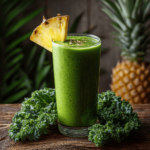 Detox Island Green Smoothie Recipe That Actually Tastes Better 6 Detox island green smoothie in a glass with tropical garnish