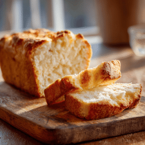 Keto bread recipe loaf sliced on cutting board